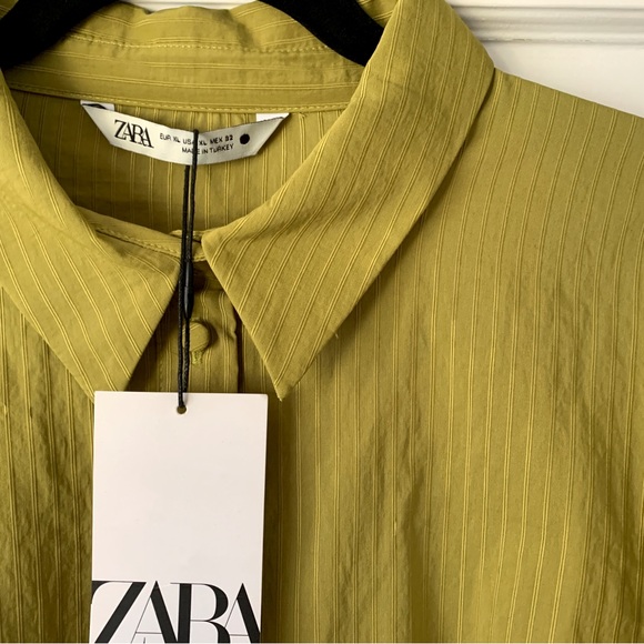 ZARA Gorgeous chartreuse balloon sleeve mini dress USXL - Picture 3 of 7